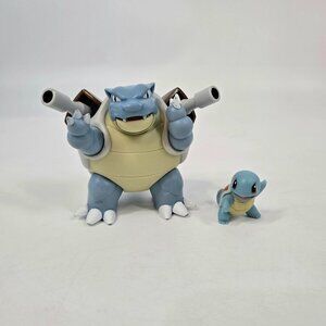Pokemon Blastoise and Squirtle Figures Lot of 2 Wicked Cool Toys 2019